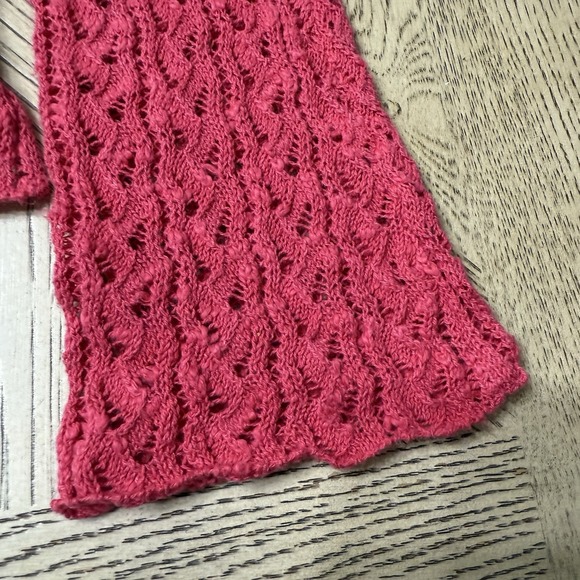 J. Jill Red Pink Medium Open Knit Button Front Cardigan Fairy Cottagecore - Picture 7 of 7